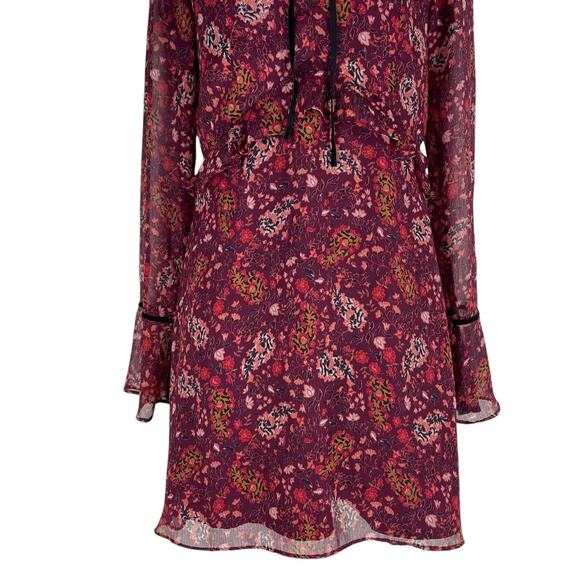 Cupcake and Cashmere Mixed Floral Printed Mini Dress Red Velvet Size 0 - Picture 5 of 12
